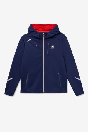 FILA Coulty Tech Hoodies Navy / Red,Mens Clothing | CA.QOFUXP016